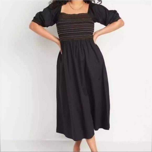 Old Navy | Black Off the Shoulder Puff Sleeve Maxi Dress - Picture 2 of 7